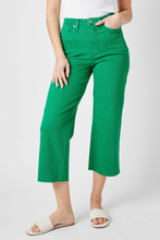 Load image into Gallery viewer, Tummy Control Wide Leg Cropped Jeans in Kelly Green