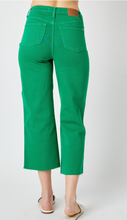 Load image into Gallery viewer, Tummy Control Wide Leg Cropped Jeans in Kelly Green