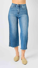 Load image into Gallery viewer, Braid Detail Wide Leg Cropped Jeans