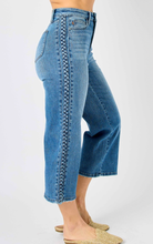 Load image into Gallery viewer, Braid Detail Wide Leg Cropped Jeans