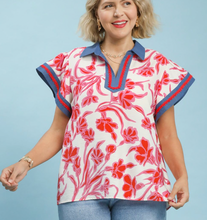 Load image into Gallery viewer, Sophia Floral Split Neck Top