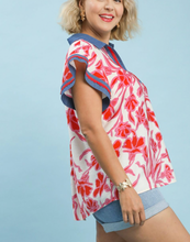 Load image into Gallery viewer, Sophia Floral Split Neck Top
