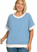 Load image into Gallery viewer, Jessie Striped Contrast Trim Tee (3 Colors)