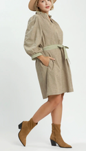 Load image into Gallery viewer, Autumn Stroll Striped Belt Dress