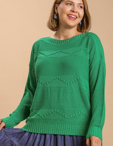 Amie Kelly Green Boatneck Sweater