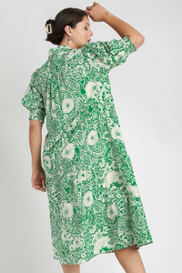 Cera Green Floral Print Midi Dress