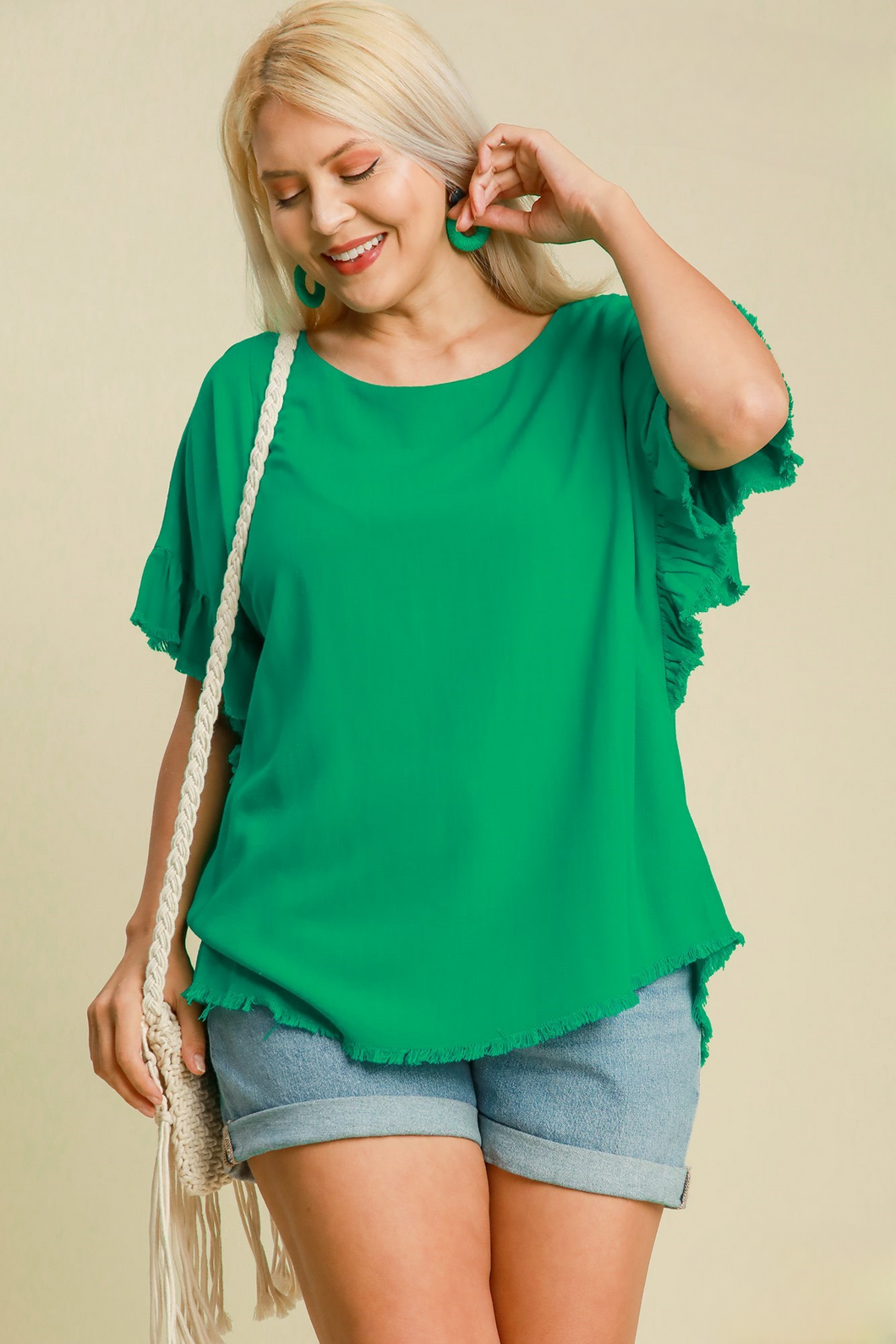 Liza Linen Blend Short Ruffle Sleeve Top - FINAL SALE