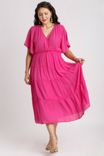 Load image into Gallery viewer, Macy Tiered Midi Dress in Pink