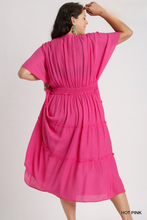 Load image into Gallery viewer, Macy Tiered Midi Dress in Pink