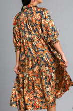 Load image into Gallery viewer, Restocked! Paisley Tiered Midi Dress in Navy