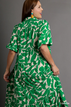 Load image into Gallery viewer, Lilly Green and Cream Floral Midi Dress