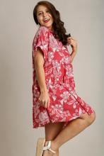 Load image into Gallery viewer, Mollie Mixed Print Tiered Dress in Coral Pink Mix