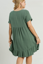 Load image into Gallery viewer, Remi Ruffle Trim Dress with Frayed Edges in Lagoon