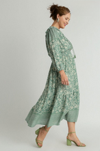 Load image into Gallery viewer, Jordan Border Print Floral Midi Dress