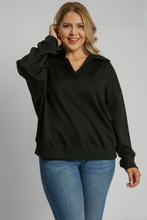 Load image into Gallery viewer, Hailey Black V-Neck Collared Knit Top