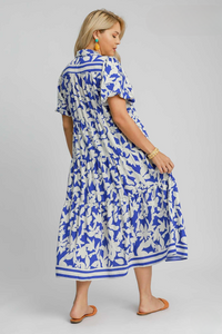 Lana Botanical Garden Midi Dress in Blue