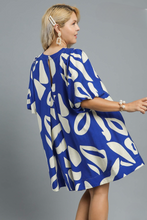 Load image into Gallery viewer, Restocked! Sophie Abstract Print Dress in Royal Blue