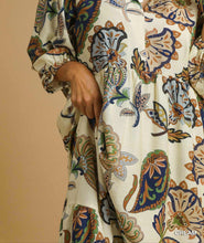 Load image into Gallery viewer, Layla Abstract Print Puff Sleeve Midi Dress in Cream
