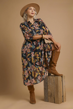 Load image into Gallery viewer, Restocked! Margo Mixed Floral Tiered Midi Dress