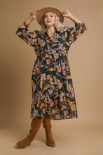 Load image into Gallery viewer, Restocked! Margo Mixed Floral Tiered Midi Dress