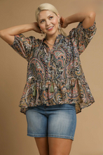 Load image into Gallery viewer, Ella Paisley Peplum Top