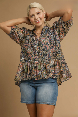 Ella Paisley Peplum Top