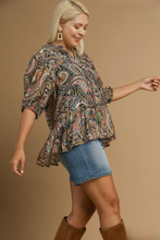 Load image into Gallery viewer, Ella Paisley Peplum Top