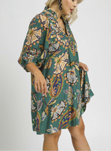 Load image into Gallery viewer, Lola Abstract Print Puff Sleeve Babydoll Dress in Lagoon