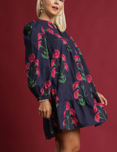 Load image into Gallery viewer, Jana Mixed Floral Babydoll Tunic Dress in Navy