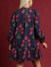 Load image into Gallery viewer, Jana Mixed Floral Babydoll Tunic Dress in Navy