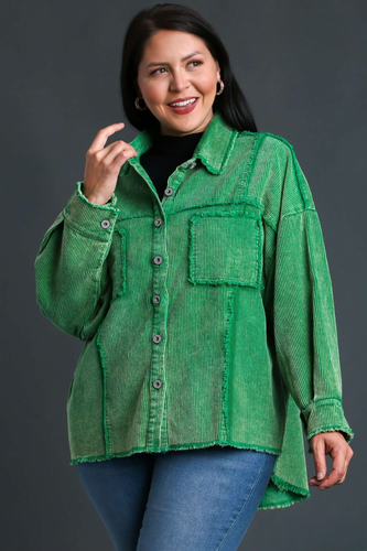 Melanie Frayed Hem Button Down Shacket