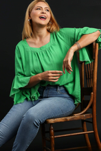 Load image into Gallery viewer, Liza Linen Layered Ruffle Sleeve Top