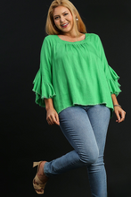 Load image into Gallery viewer, Liza Linen Layered Ruffle Sleeve Top