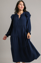 Load image into Gallery viewer, Hattie Ruffled Long Sleeve Tiered Midi Dress