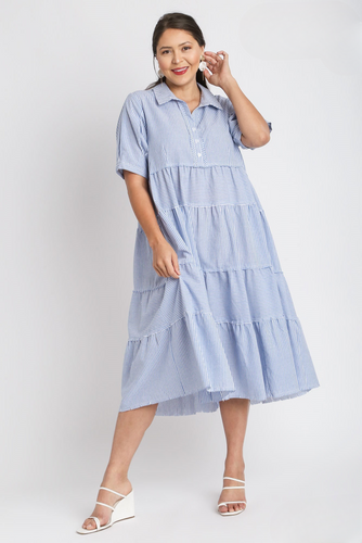 Sutton Striped Tiered Midi Dress