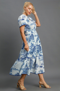 Sutton Blue Toile Tiered Maxi