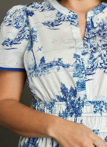 Sutton Blue Toile Tiered Maxi