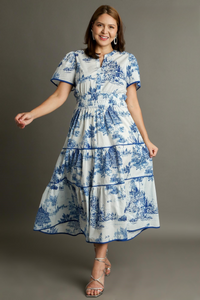 Sutton Blue Toile Tiered Maxi