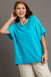 Tamara Mixed French Terry and Cotton Gauze Top