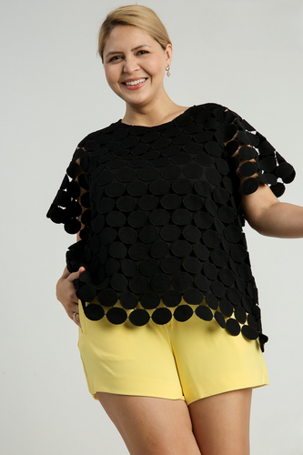 Grace Dot Overlay Top in Black