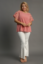 Load image into Gallery viewer, Elsie Circle Cutwork Sleeve Top in Lt. Mauve