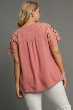 Load image into Gallery viewer, Elsie Circle Cutwork Sleeve Top in Lt. Mauve