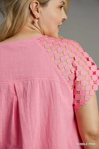 Quinn Dot Overlay Top in Bubble Gum Pink