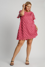 Load image into Gallery viewer, Bailey Dot Overlay Dress in Raspberry