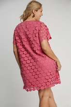 Load image into Gallery viewer, Bailey Dot Overlay Dress in Raspberry