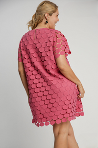 Bailey Dot Overlay Dress in Raspberry