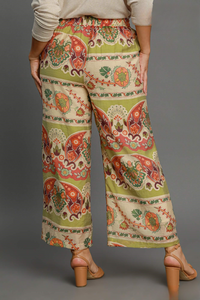 Lana Border Print Wide Leg Pants