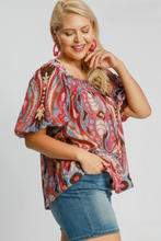 Load image into Gallery viewer, Morgan Abstract Print Square Neck Puff Sleeve Top