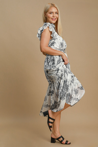 Marla Black & White Toile Midi