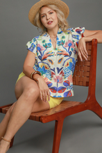 Load image into Gallery viewer, Ciara Floral Print Flutter Sleeve Top